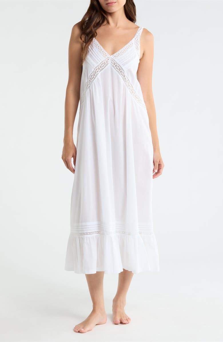 Nordstrom Peached Cotton Lawn Nightgown, Main, color, White