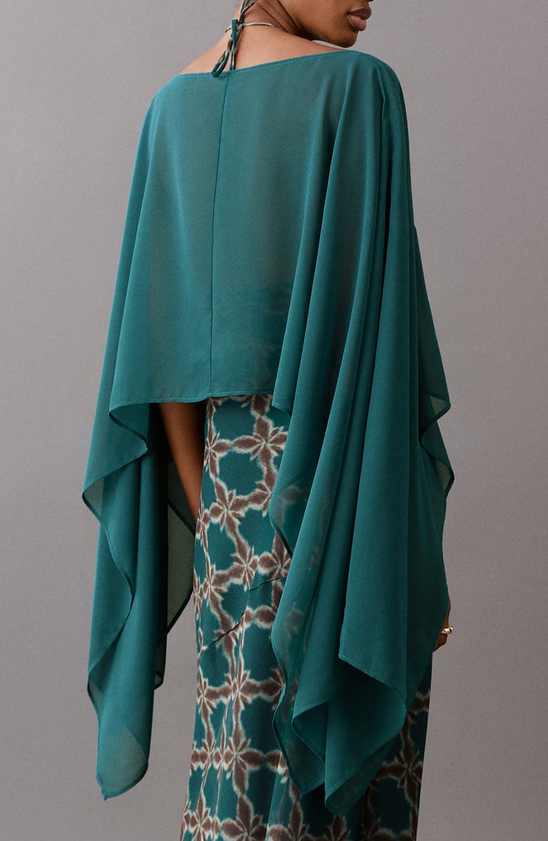 MANGO TEEN Flowing Cape Top, Alternate, color, Petrol Blue