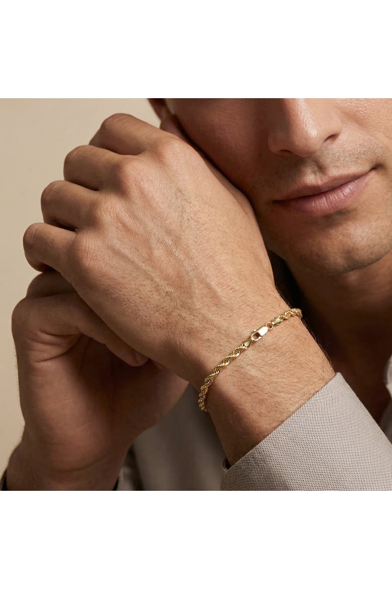 10k Gold 3.2mm Semi Solid Rope Chain Bracelet, Alternate, color, 10k Yellow Gold