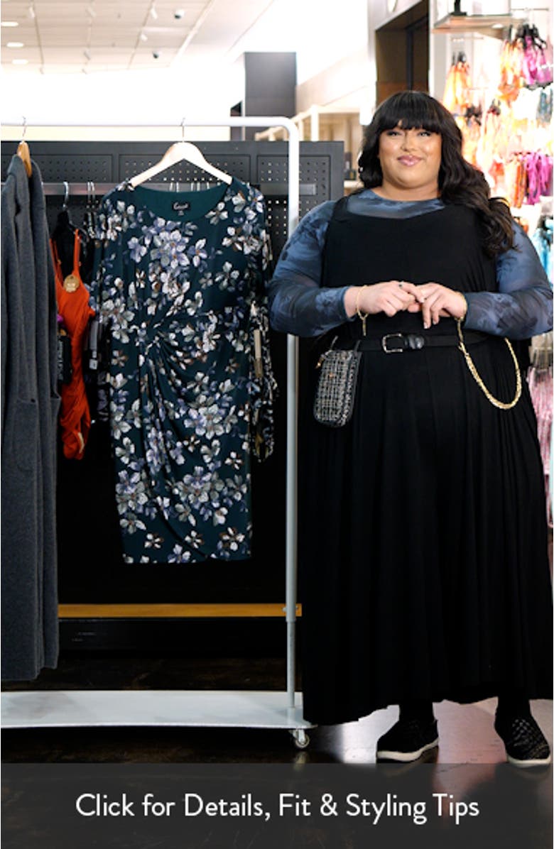 Floral Side Ruched Knit Dress, sales video thumbnail