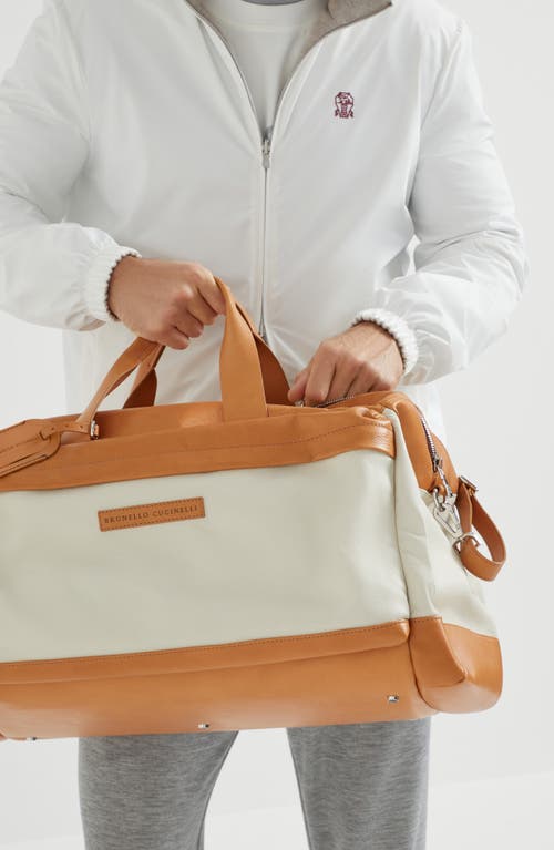 Brunello Cucinelli Grained Calfskin Active Bag In White