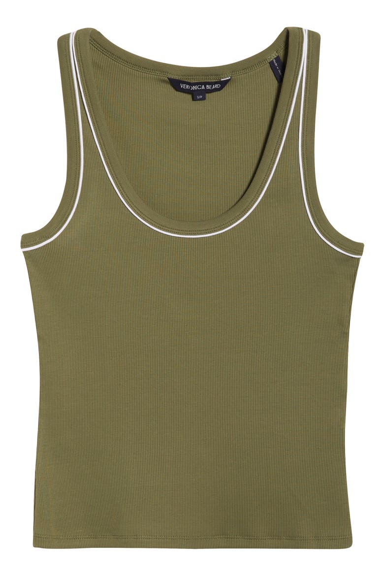 Birke Contrast Detail Stretch Cotton Tank, Alternate, color, STONE ARMY