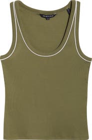 Veronica Beard Birke Contrast Detail Stretch Cotton Tank