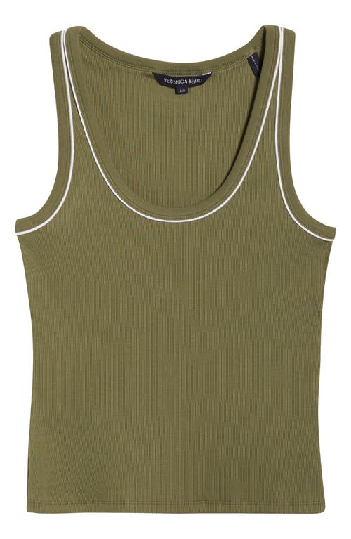 Veronica Beard Birke Contrast Detail Stretch Cotton Tank In Green