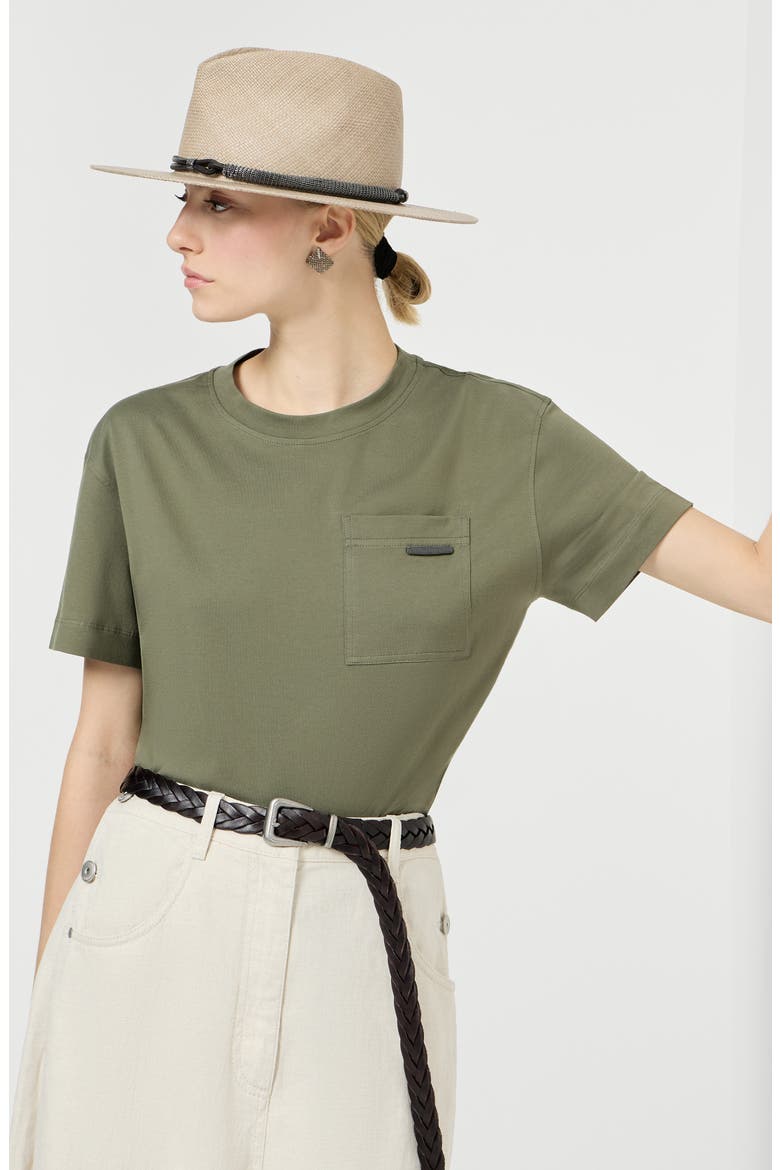 Cotton jersey T-shirt, Alternate, color, Olive