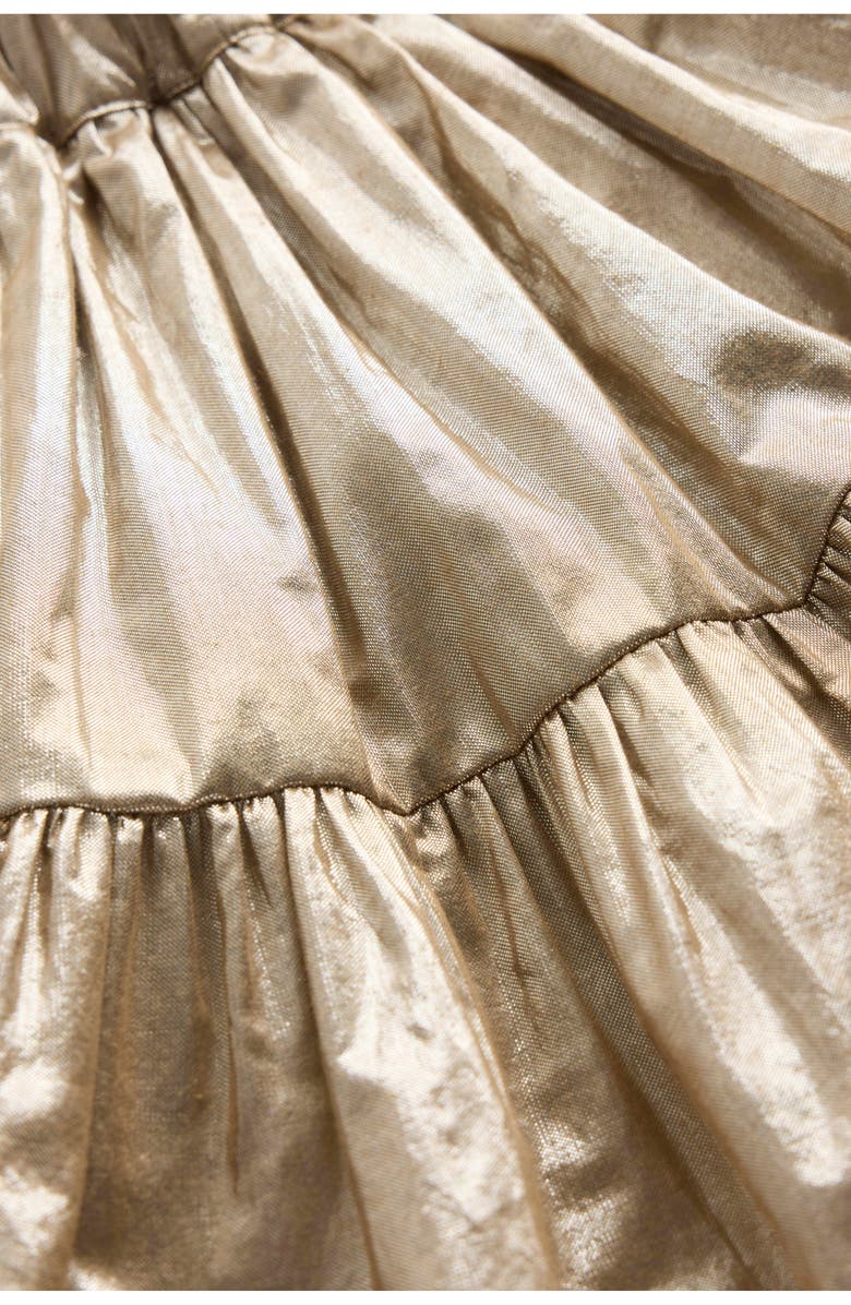 Mini Boden Kids' Metallic Tiered Skirt, Alternate, color, Gold Metallic