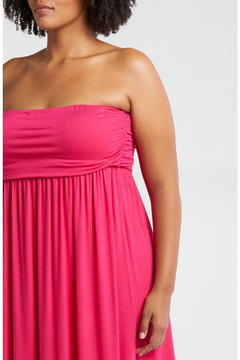 Strapless Jersey Midi Dress, Alternate, color, PINK