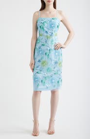 Eliza J Sequin Floral Cocktail Midi Dress