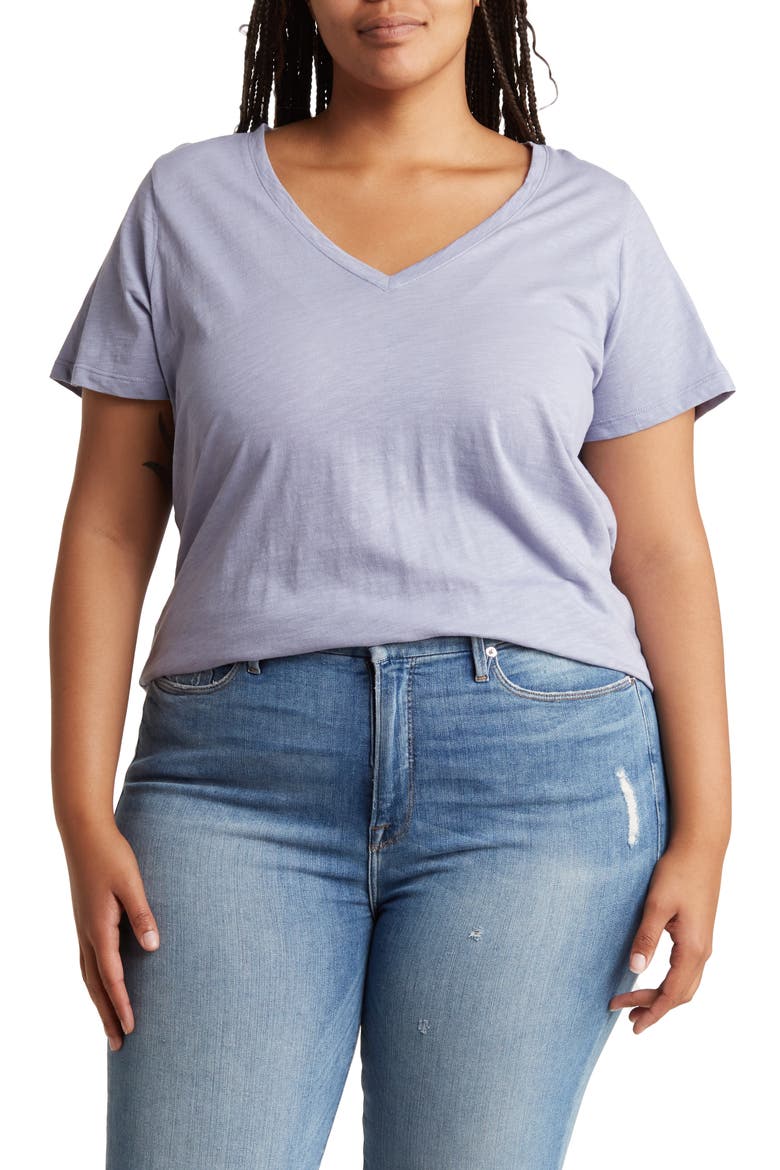 Whisper Cotton V-Neck T-Shirt, Main, color, DUSK PERI