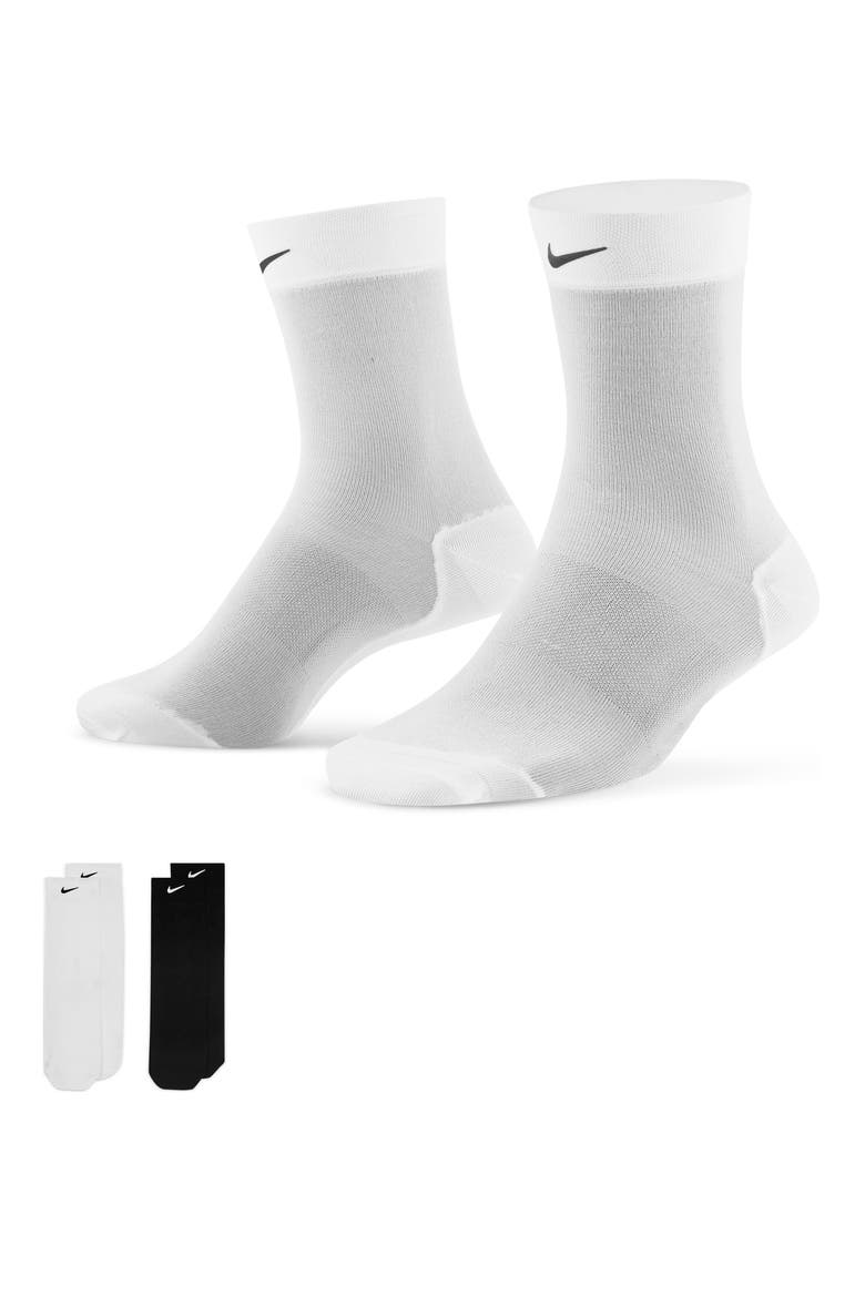 Assorted 2-Pack Sheer Ankle Socks, Alternate, color, WHITE/ BLACK