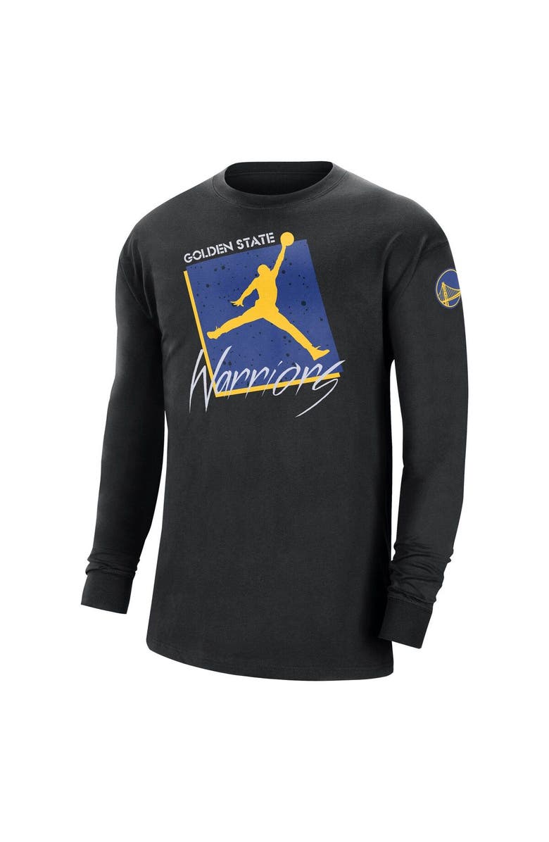 Jordan Brand Men's Jordan Brand Black Golden State Warriors Courtside Max 90 Vintage Wash Statement Edition Long Sleeve T-Shirt, Alternate, color, Black