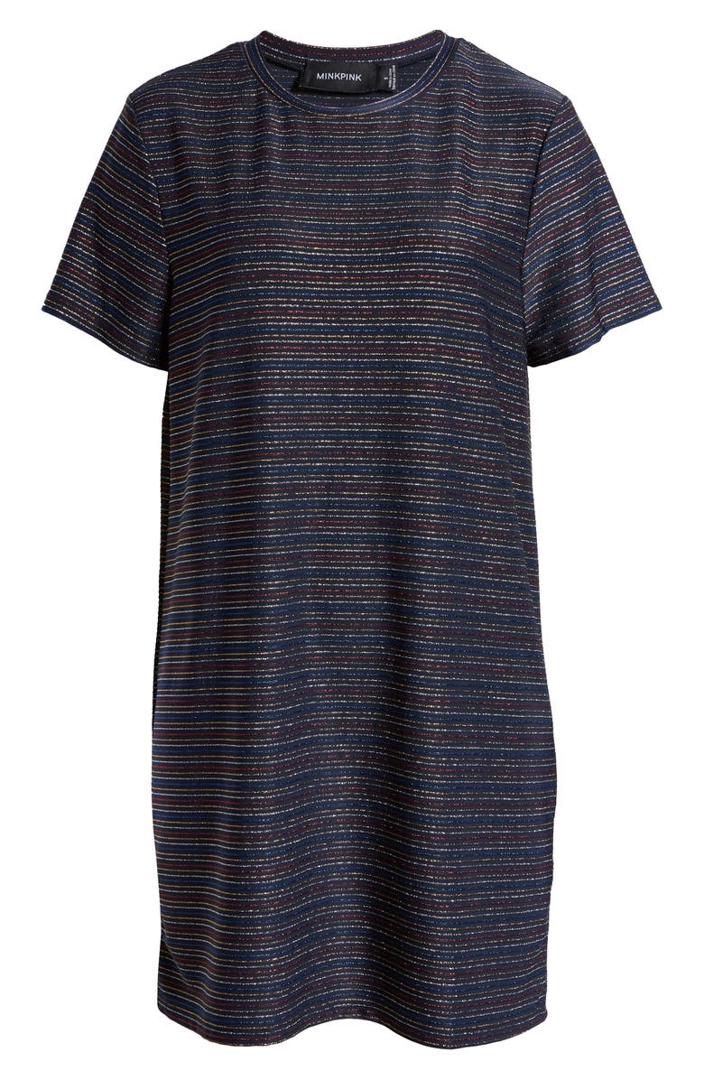 MINKPINK Dream a Dream Metallic T-Shirt Dress, Alternate, color, 