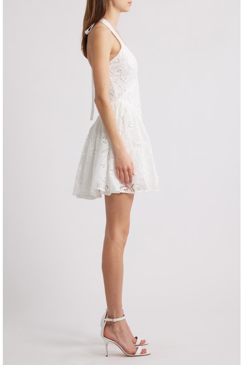 Hera Eyelet Halter Minidress, Alternate, color, WHITE
