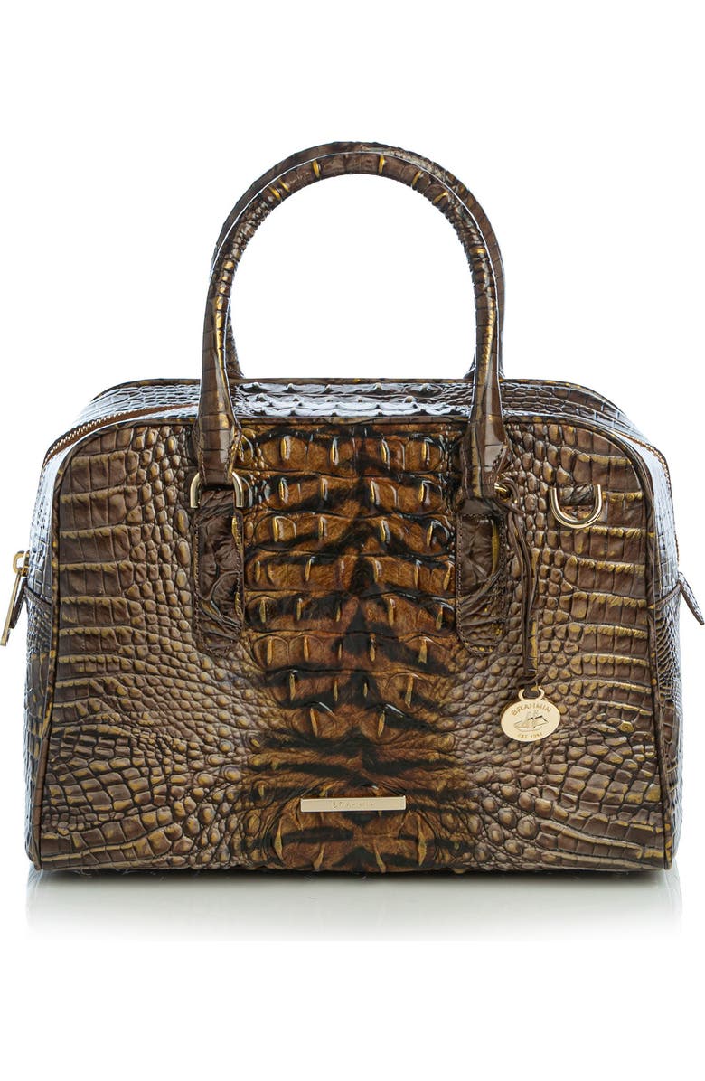Brahmin Marissa Print Croc Embossed Leather Satchel, Main, color,