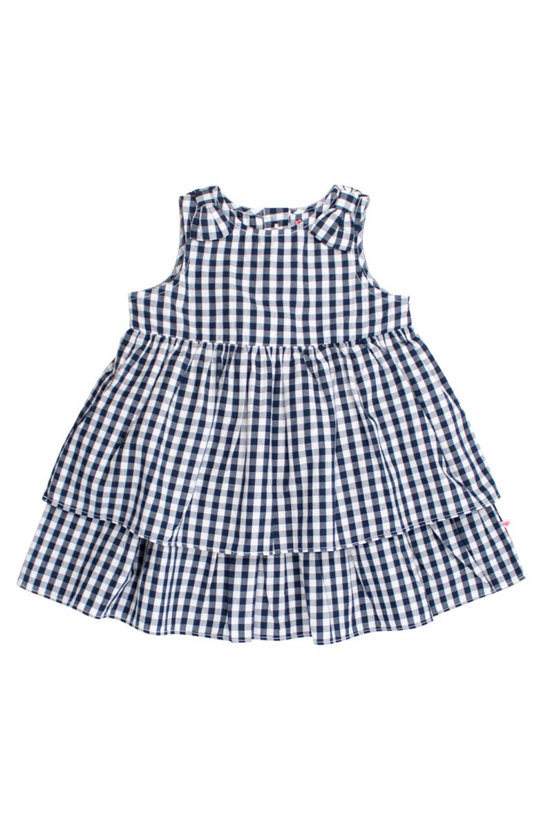 RuffleButts Woven Bow Jumper Dress, Main, color, Classic Dark Navy Gingham