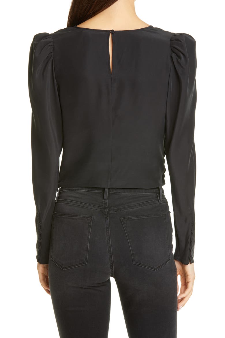 Agnes Shirred Puff Sleeve Knit Top, Alternate, color, NOIR