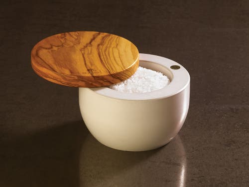 Shop Berard France Olive Wood & Concrete Salt Keeper Box In Brown