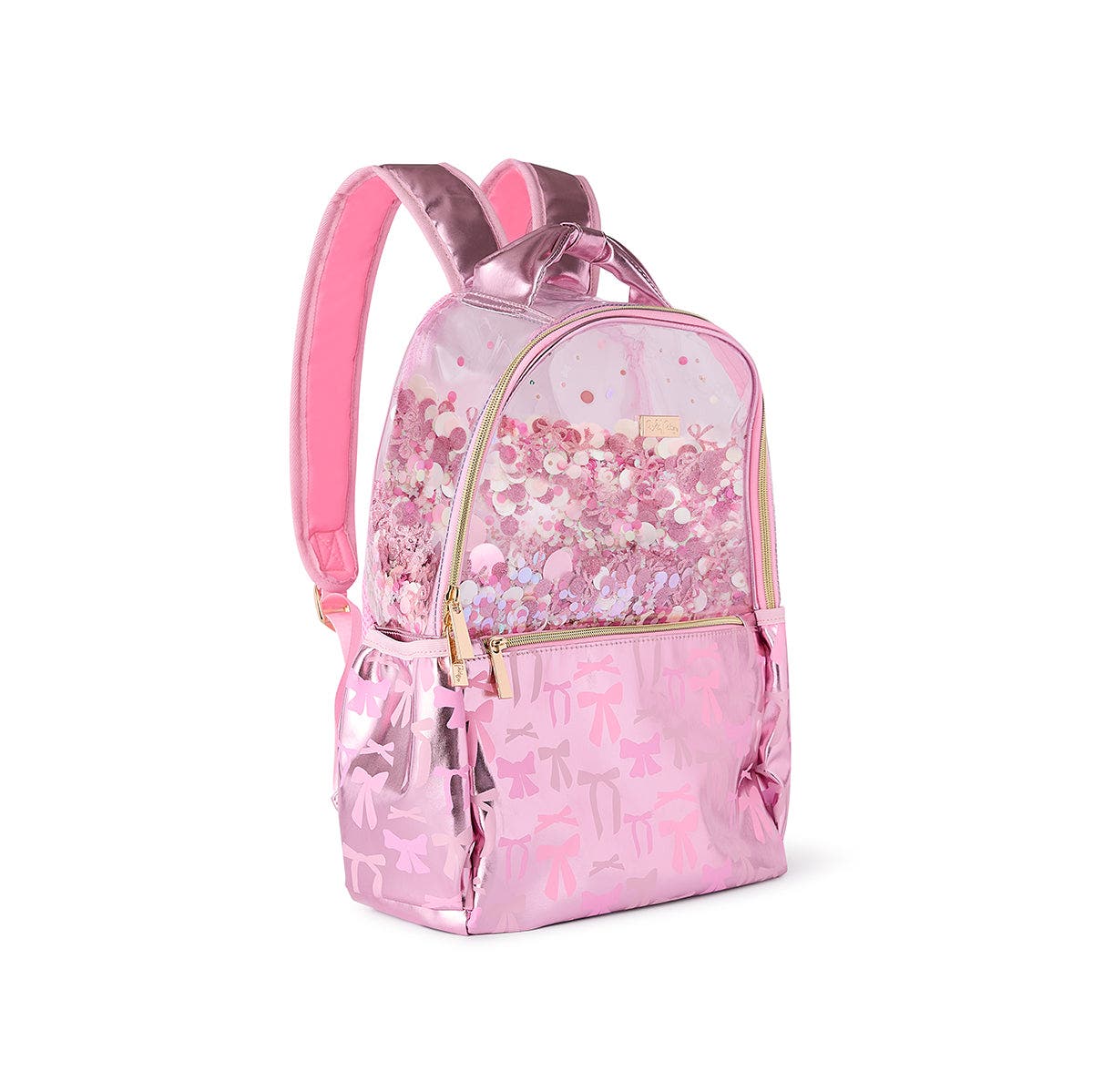 Pink Bow Confetti Clear Backpack by Packed Party | 17" Cute Backpack for Girls, Alternate, color, Pink