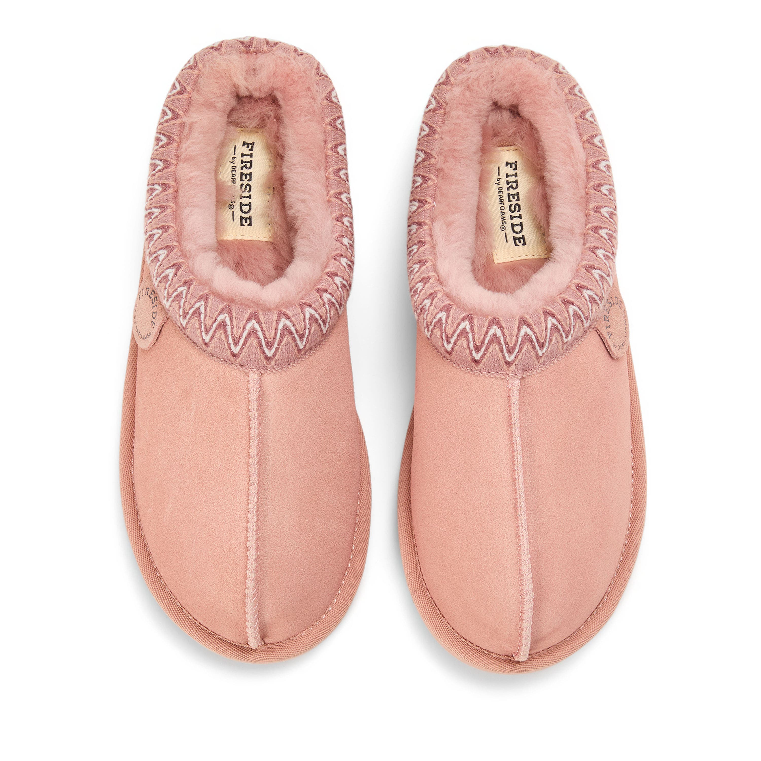 Fireside Greta Genuine Shearling Clog Slipper with Embroidery, Alternate, color, DUSTY PINK