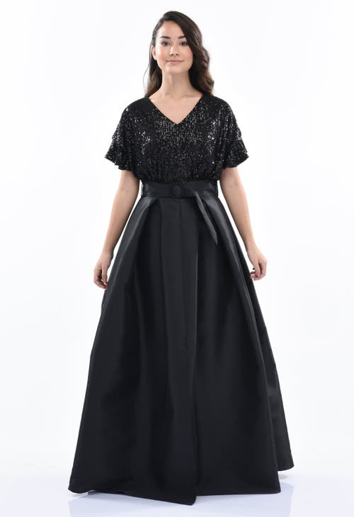 Tulleen Arcola Sequinned Gown In Black