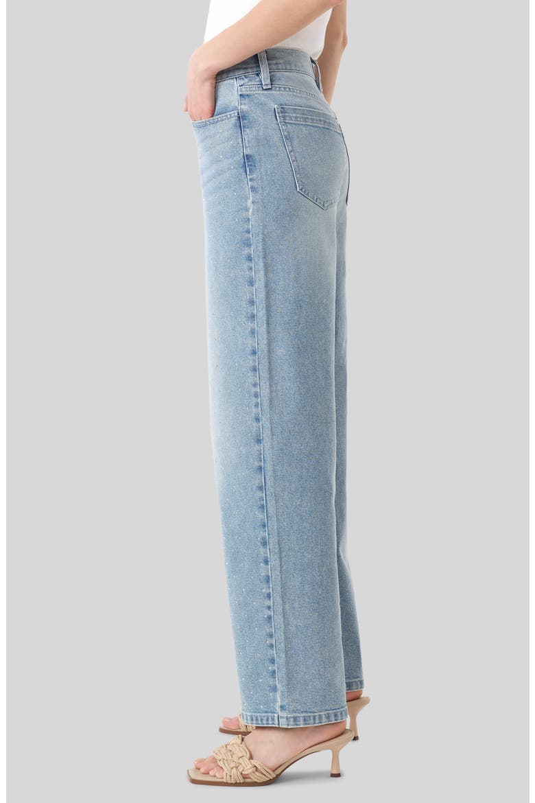 Crystal Embellished Wide Leg Jeans, Alternate, color, LIGHT WASH