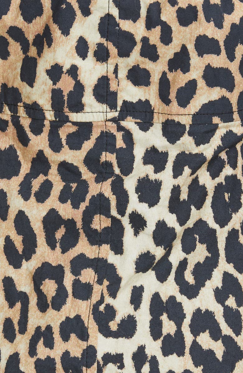 Ganni Leopard Print Puff Sleeve Blouse, Alternate, color, 