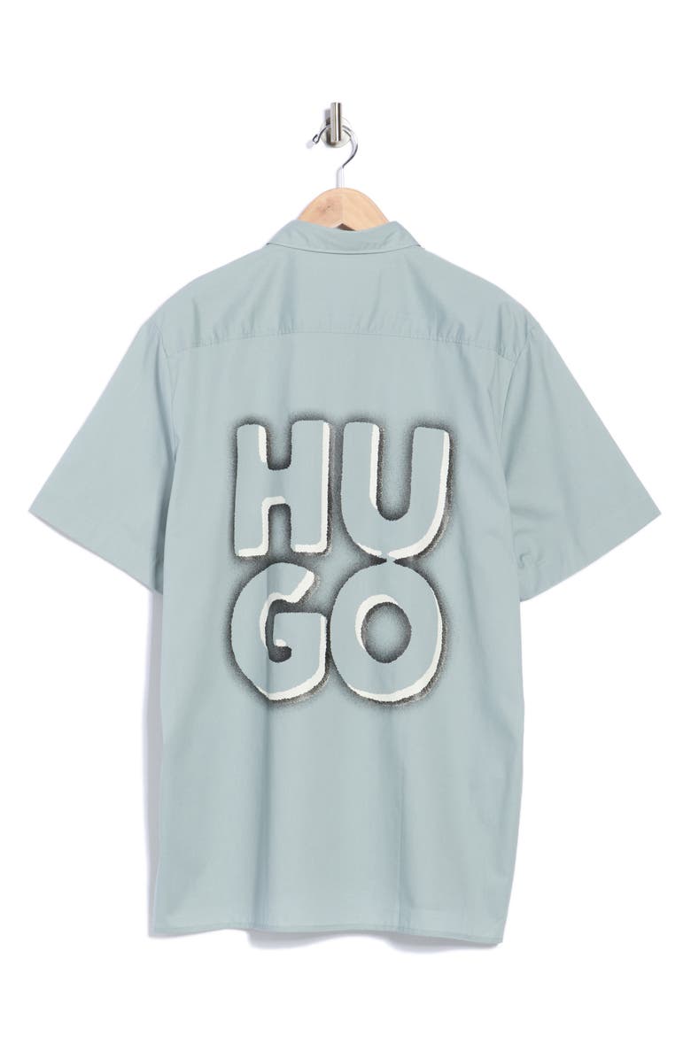 BOSS Ebor Short Sleeve Button-up Shirt, Alternate, color, Open Grey