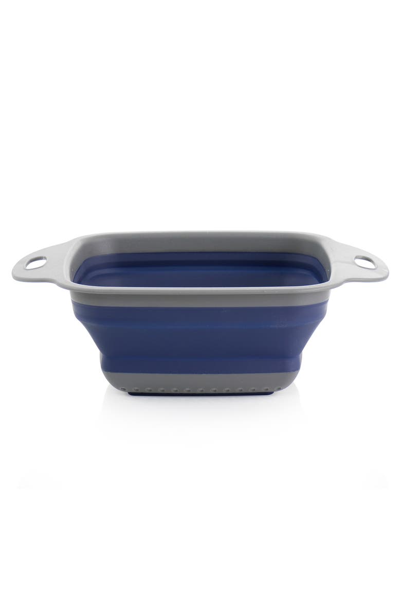 OSTER Bluemarine Collapsible Square Plastic Colander, Alternate, color, Blue