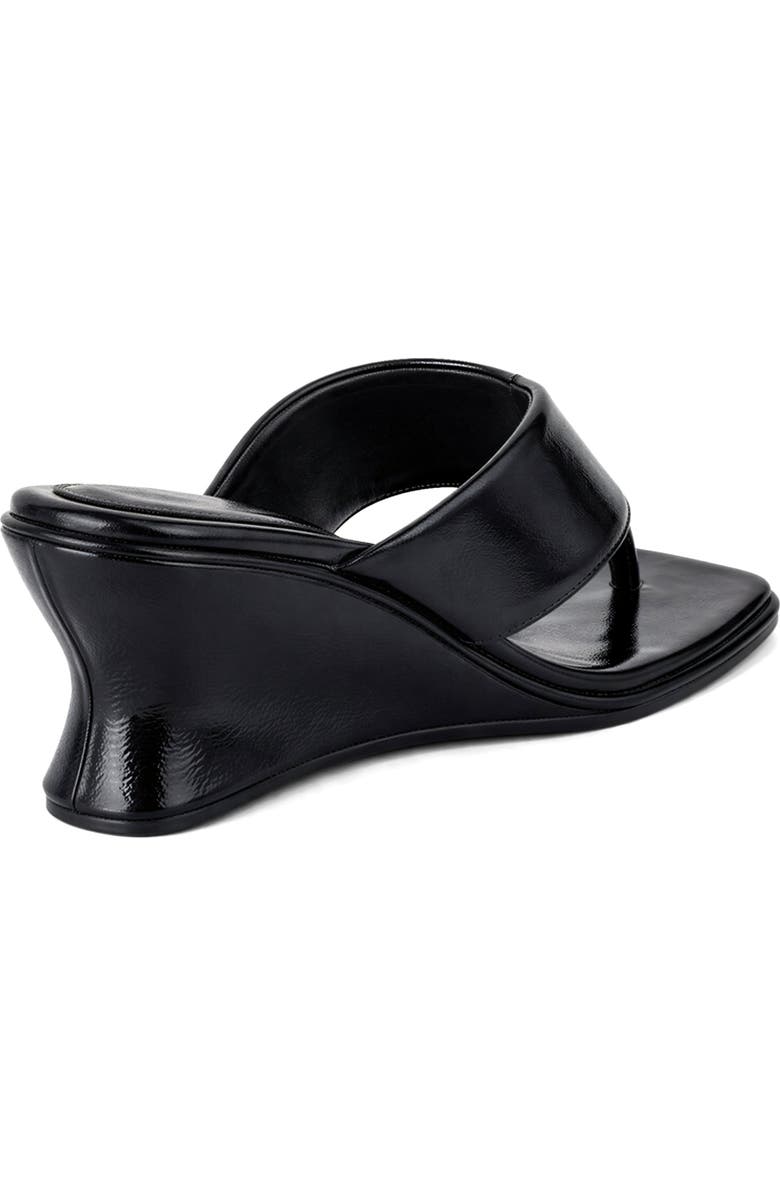Therapy Australia LENNOX Square Toe Wedge Thong Heel, Alternate, color, Black Crinkled Patent Pu