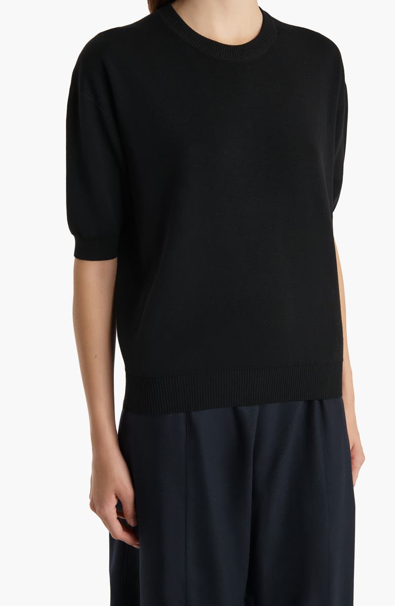 Khaite Faye Short Sleeve Sweater, Alternate, color, Black