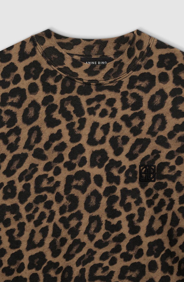 ANINE BING Avi Tee, Alternate, color, Black / Brown Leopard