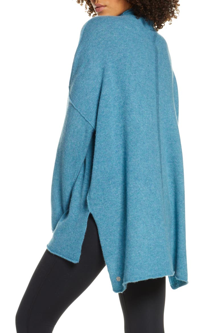 Elevate Oversize Wool & Cashmere Mock Neck Pullover, Alternate, color, BLUE AURORA HEATHER
