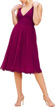 Dress the Population Alicia Mixed Media Midi Dress