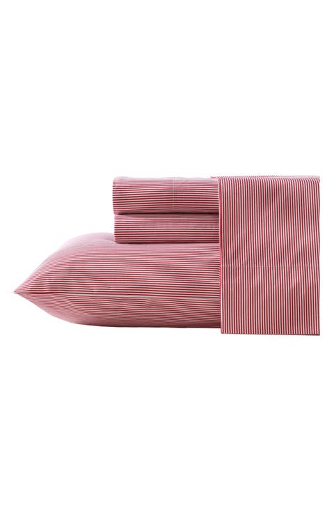 Penny Pinstripe 200 Thread Count Cotton Percale Sheet Set