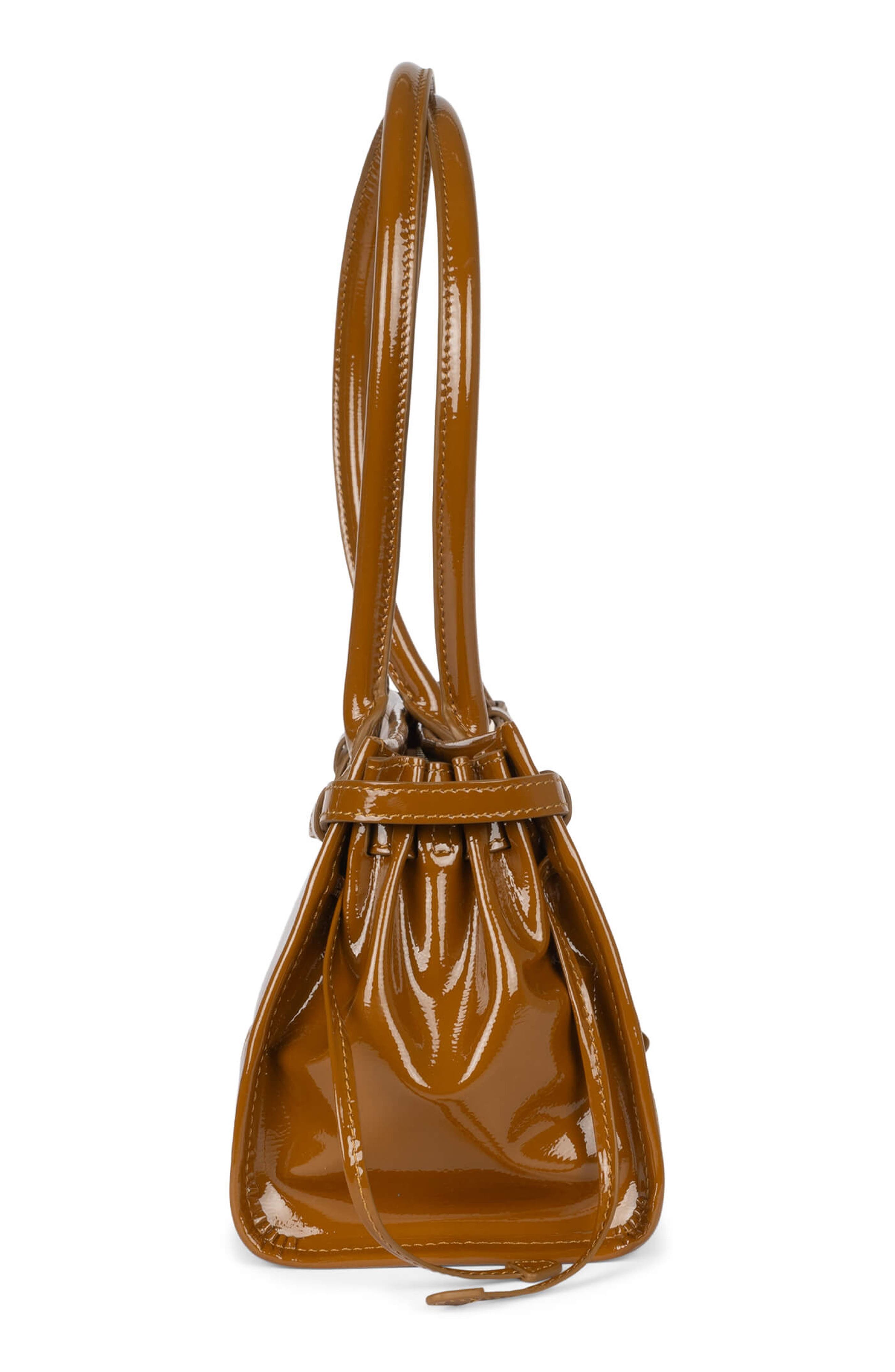 Jeffrey Campbell Pesky Leather Shoulder Bag, Alternate, color, Tan Crinkle Patent