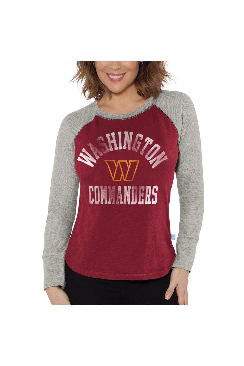 Women's G-III 4Her by Carl Banks Burgundy/Heather Gray Washington Commanders Waffle Knit Raglan Long Sleeve T-Shirt, Main, color, Burgundy
