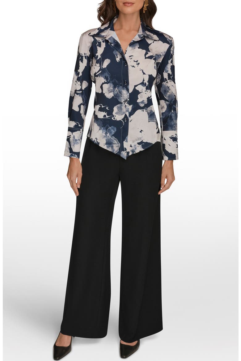Floral Button-Up Shirt, Alternate, color, DARK NIGHTFALL MULTI