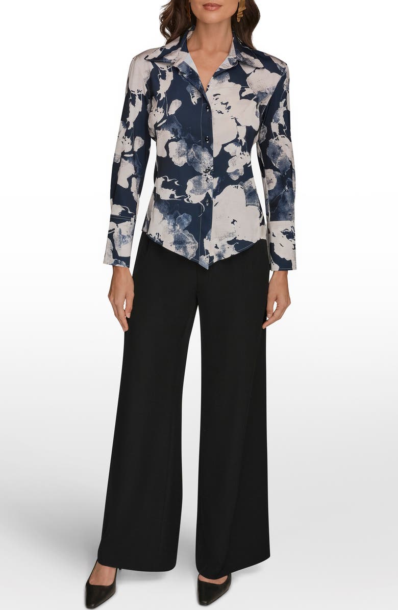 Donna Karan New York Floral Button-Up Shirt, Alternate, color, Dark Nightfall Multi