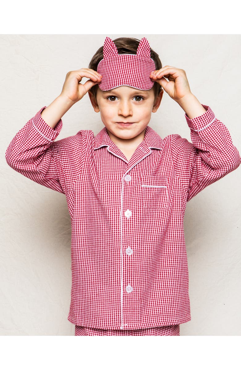 Petite Plume Kids' Mini Gingham Flannel Two Piece Pajamas, Alternate, color, Red