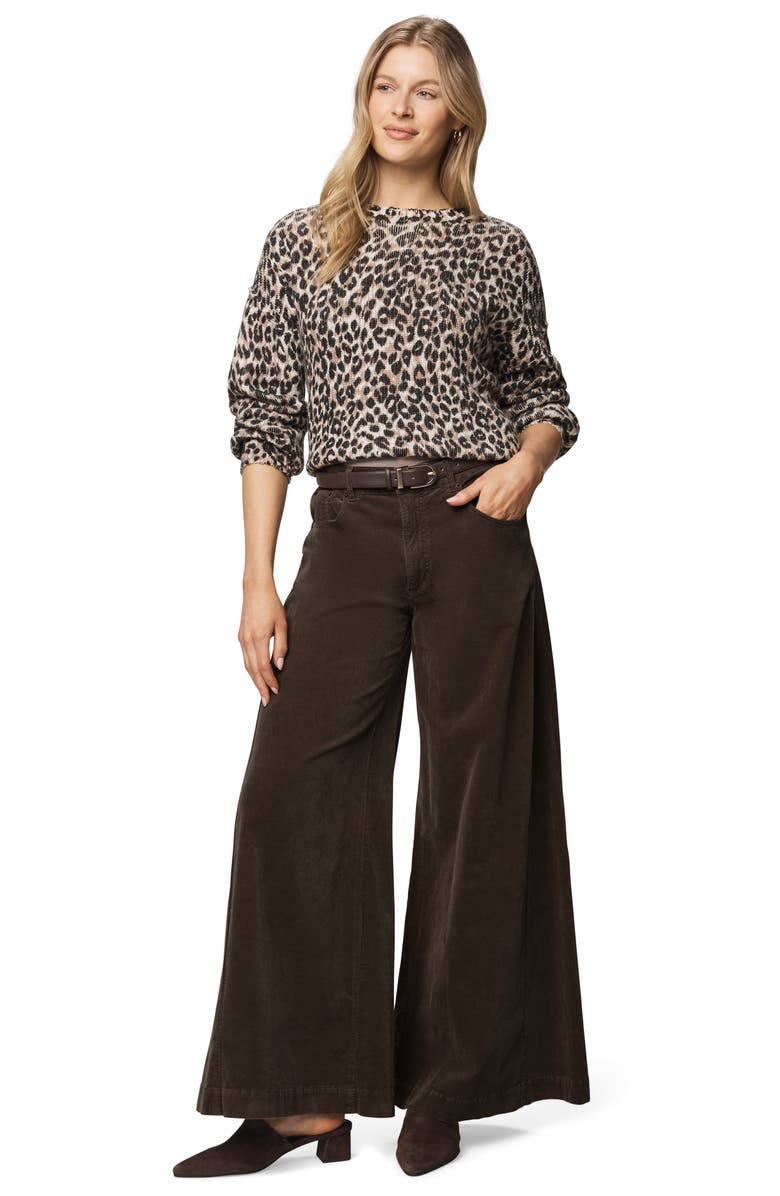 Splendid Delaney Leopard Print Crewneck Sweater, Alternate, color, White Snow Leopard