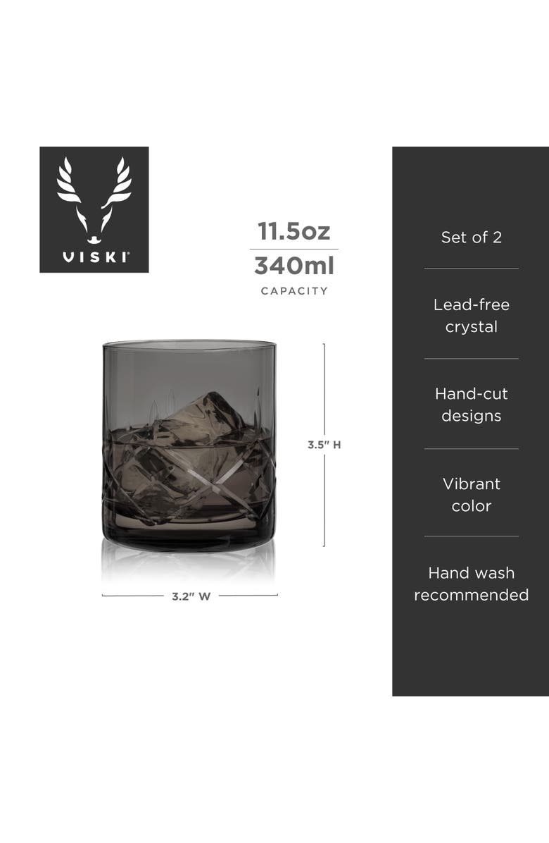 Viski Admiral Crystal Rocks Glasses, Alternate, color, Grey