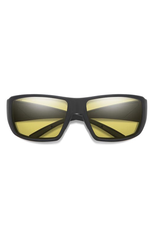 Smith Guide's Choice 62mm Polarized Oversize Wraparound Sunglasses In Black/low Light Yellow