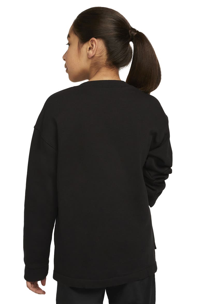 Kids' Fleece Crewneck Sweatshirt, Alternate, color, BLACK/ WHITE