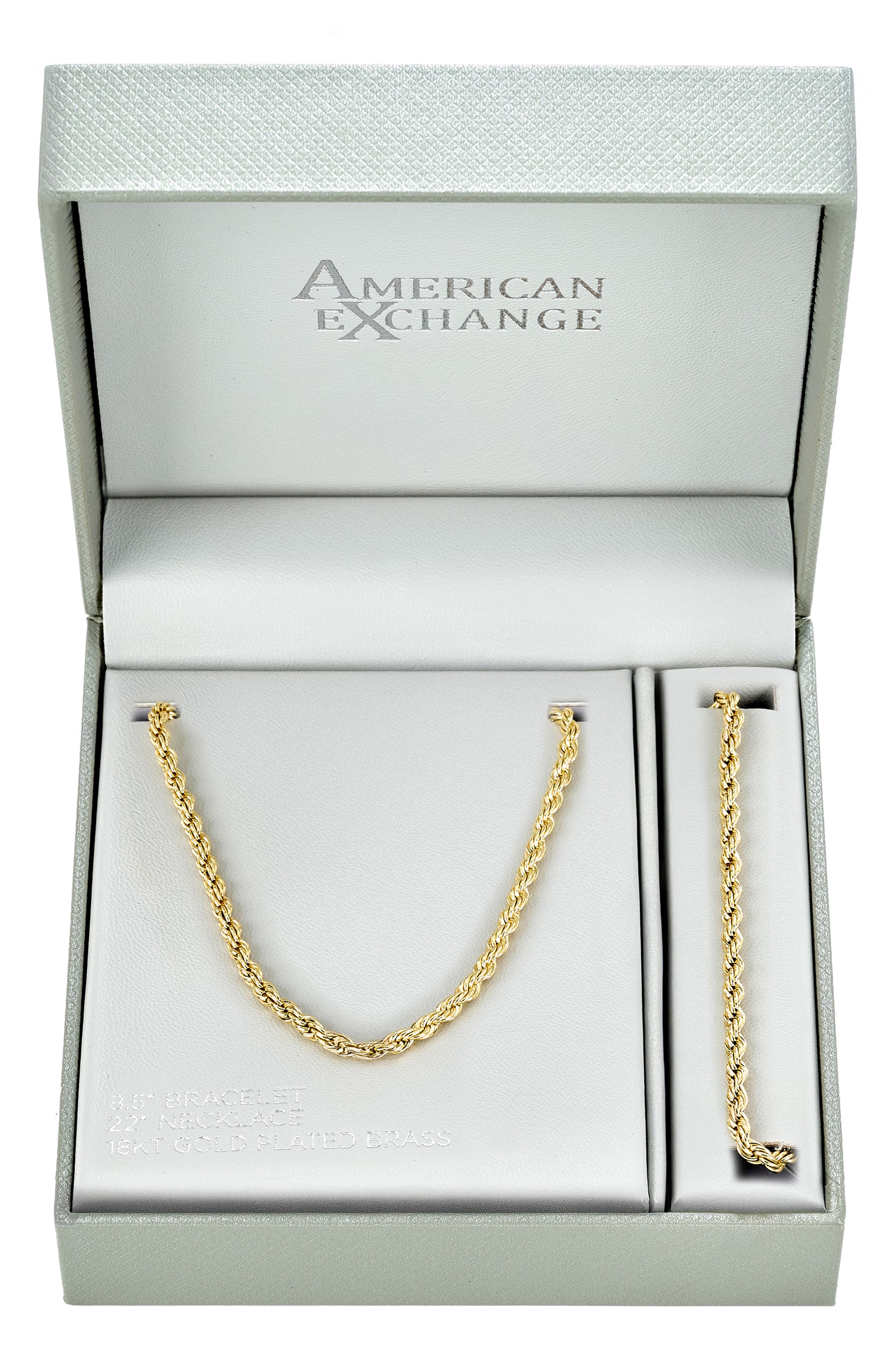 Men's Rope Chain Necklace & Bracelet Set