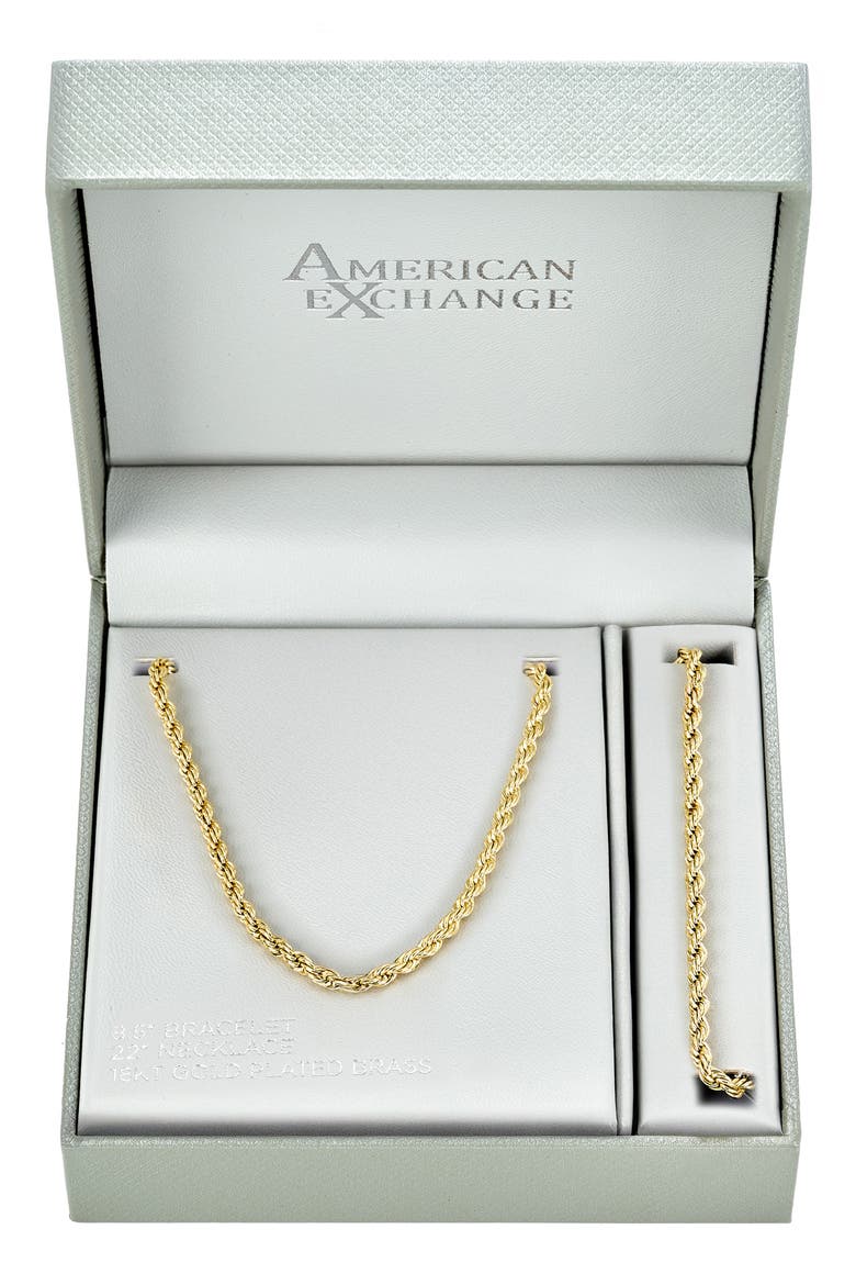 Men's Rope Chain Necklace & Bracelet Set, Main, color, GOLD