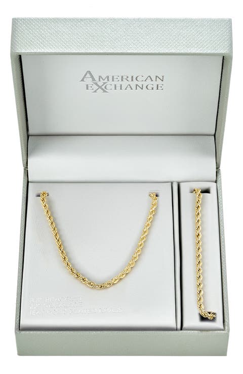 Men's Rope Chain Necklace & Bracelet Set