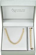 AMERICAN EXCHANGE Men's Rope Chain Necklace & Bracelet Set