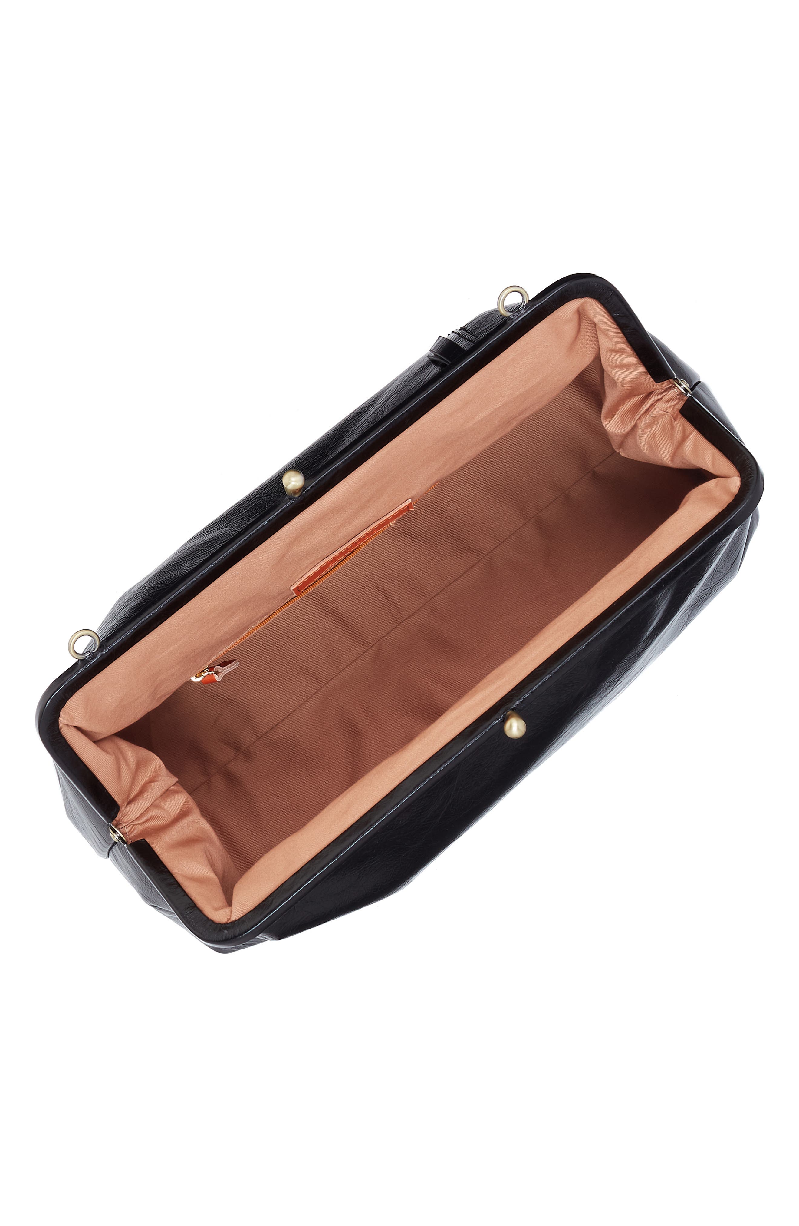 Alba Frame Large Leather Shoulder Bag, Alternate, color, BLACK