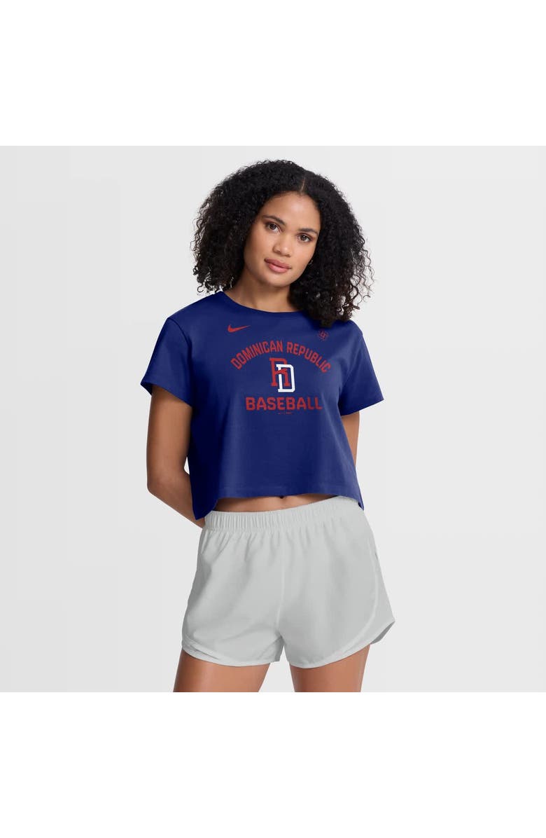 Nike Women's Nike Royal Dominican Republic Baseball 2026 World Baseball Classic Mod Cropped T-Shirt, Main, color, Royal