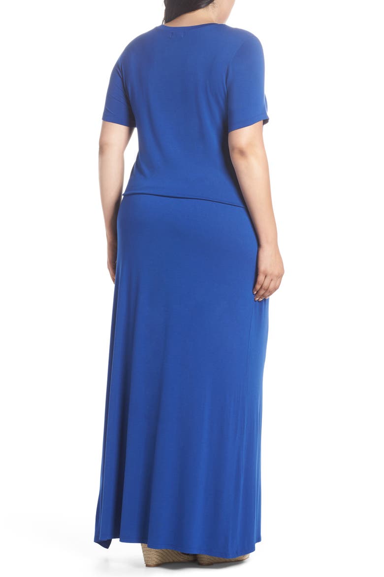 Knit Drawstring Waist Maxi Dress, Alternate, color, BLUE MAZARINE
